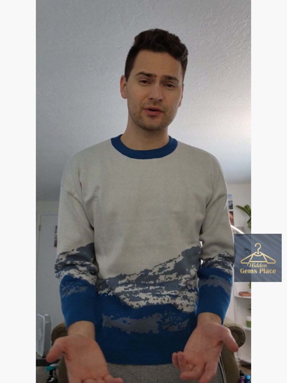 Oversized Graphic Cable Knit Sweater Unisex Crewneck Pullover - Picture 7 of 7